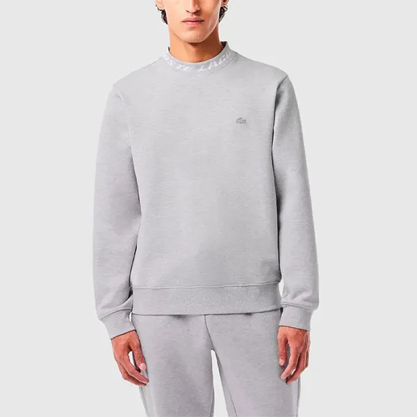 Áo Nỉ Sweater Nam Lacoste Double Sided Logo Collar Sweatshirt SH5690 CCA Màu Xám Size 4