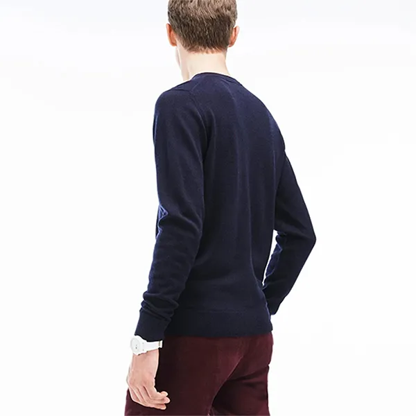 Áo Nỉ Sweater Nam Lacoste Men's V-Neck Wool Jersey AH2987 166 Màu Xanh Navy Size 3