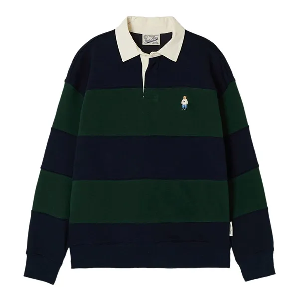 Áo Nỉ Sweater Nam WHOAU Steve Rugby WHMAF4951U Màu Kẻ Xanh Lá