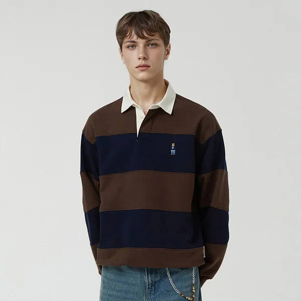 Áo Nỉ Sweater Nam WHOAU Steve Rugby WHMAF4951U Màu Nâu