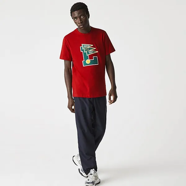 Áo Phông Lacoste Men's Crew Neck Pennants L Badge Cotton T-Shirt TH7417 5SX Màu Đỏ Size 5