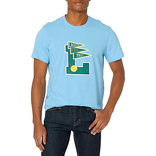 Áo Phông Lacoste Men's Crew Neck Pennants L Badge Cotton T-Shirt TH7417 709 Màu Xanh Blue Size 5