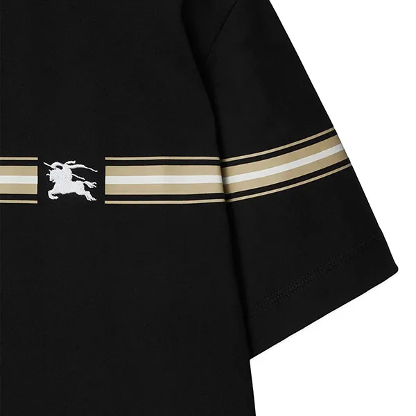 Áo Phông Nam Burberry Striped-detail Cotton Tshirt Màu Đen Size S
