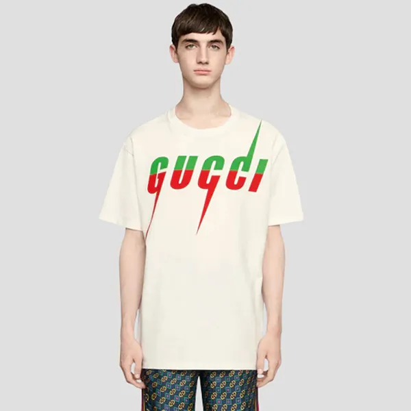 Áo Phông Nam Gucci Blade With Logo Print In White TShirt 863004 XJAZY 9037 Màu Trắng Size S