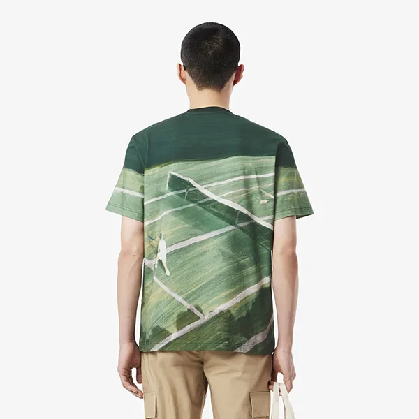 Áo Phông Nam Lacoste Men's Classic Fit Tennis Print T-Shirt TH0739 - 132 Màu Xanh Lá Size 3
