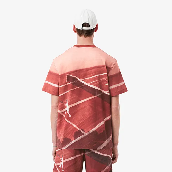 Áo Phông Nam Lacoste Men's Classic Fit Tennis Print T-Shirt TH0739 - AFS Màu Hồng Nâu Size 3