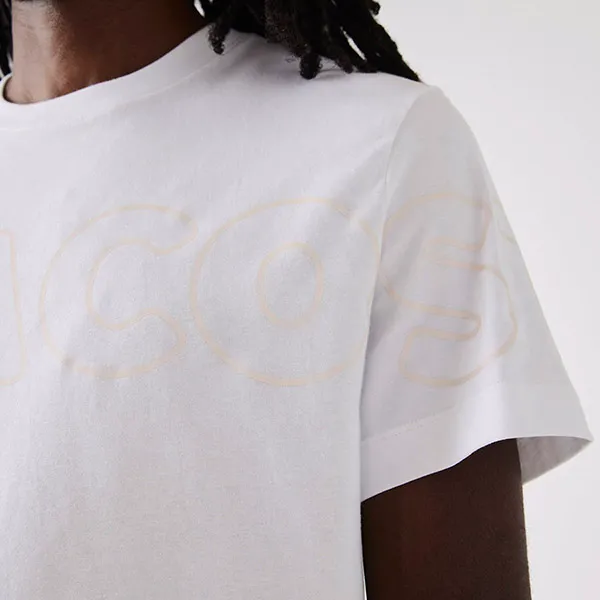 Áo Phông Nam Lacoste Men's Heritage Branded Crew Neck Flecked Cotton T-Shirt TH1741 001 Màu Trắng Size 5