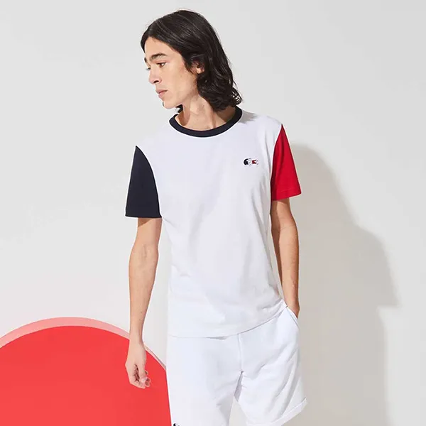 Áo Phông Nam Lacoste Men's Sport French Sporting Spirit Edition Tricolour T-Shirt TH3745 A10 Màu Trắng Size 5