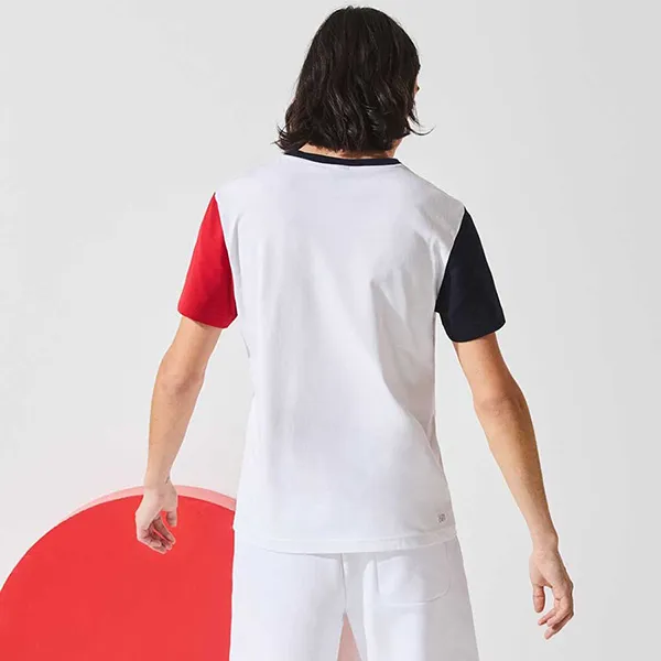 Áo Phông Nam Lacoste Men's Sport French Sporting Spirit Edition Tricolour T-Shirt TH3745 A10 Màu Trắng Size 5