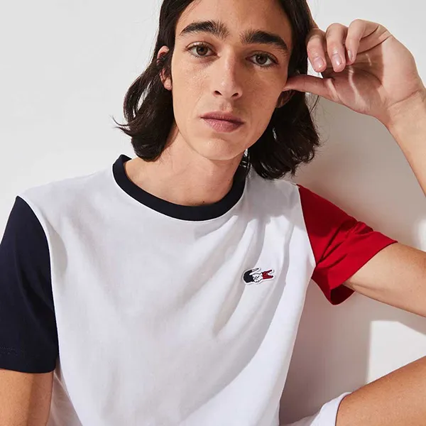 Áo Phông Nam Lacoste Men's Sport French Sporting Spirit Edition Tricolour T-Shirt TH3745 A10 Màu Trắng Size 5