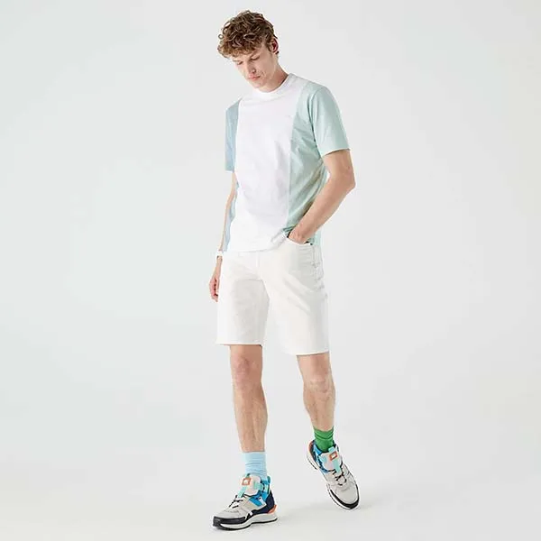 Áo Phông Nam Lacoste Men's T-Shirt TH0230.30B Màu Xanh Trắng Size 2