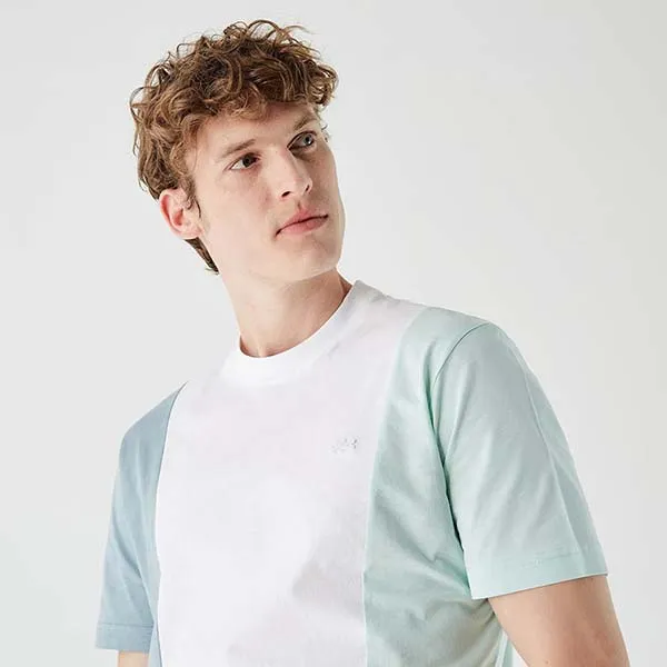 Áo Phông Nam Lacoste Men's T-Shirt TH0230.30B Màu Xanh Trắng Size 2
