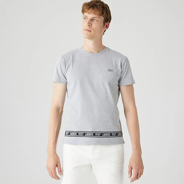 Áo Phông Nam Lacoste Men's T-Shirt TH0246 46G Màu Xám Size 3