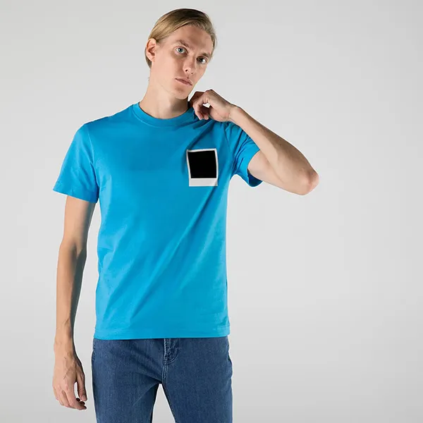 Áo Phông Nam Lacoste Men's T-Shirt TH2093 ZBA Màu Xanh Blue Size 2