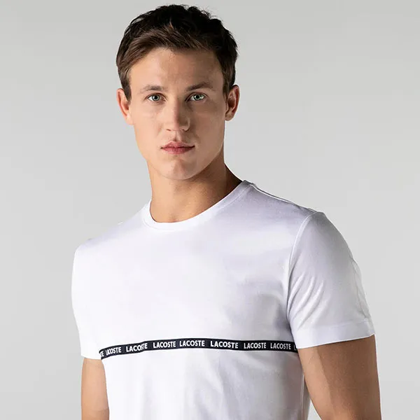 Áo Phông Nam Lacoste Men's T-Shirt TH2216 16B Màu Trắng Size 2