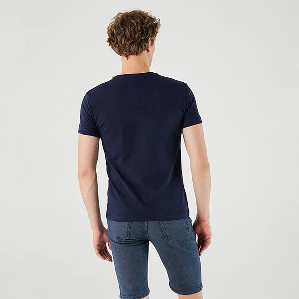 Áo Phông Nam Lacoste Slim Fit Tshirt TH0209.09L Màu Xanh Trắng Size 4