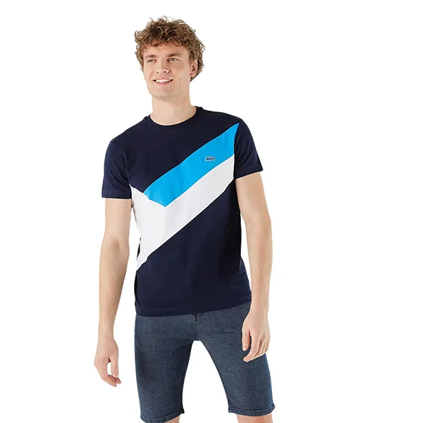 Áo Phông Nam Lacoste Slim Fit Tshirt TH0209.09L Màu Xanh Trắng Size 4
