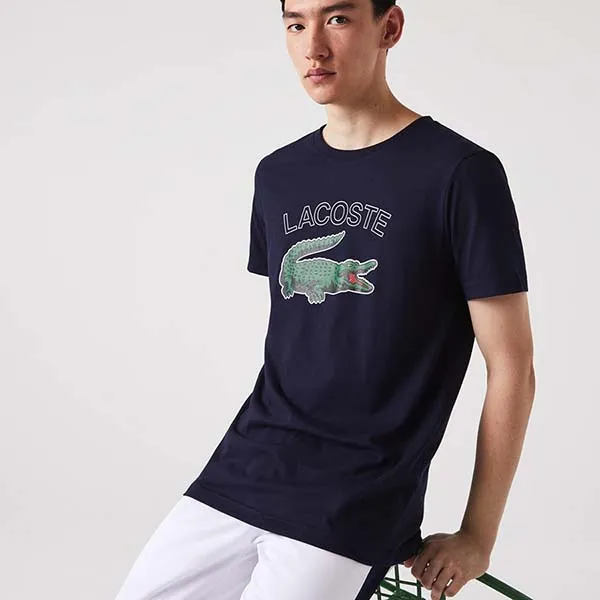 Áo Phông Nam Lacoste Sport Crocodile Print Jersey T-Shirt TH9299 166 Màu Xanh Navy Size 2