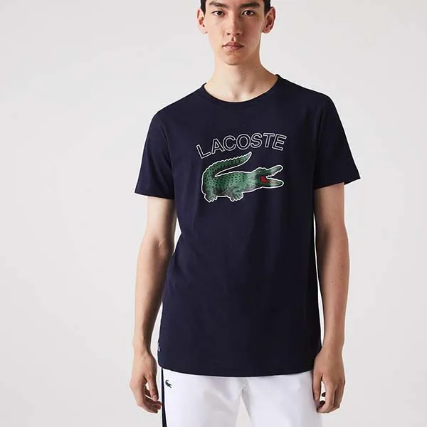 Áo Phông Nam Lacoste Sport Crocodile Print Jersey T-Shirt TH9299 166 Màu Xanh Navy Size 2
