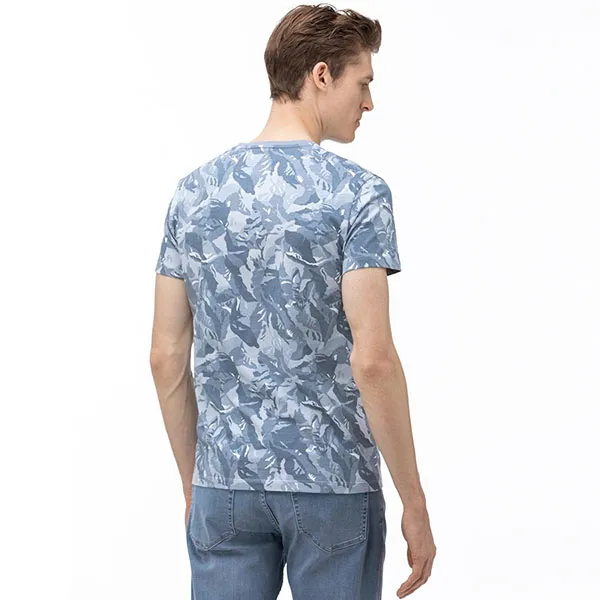 Áo Phông Nam Lacoste V-Neck Graphic T-Shirt TH0018 18A Màu Xanh Xám Size 2