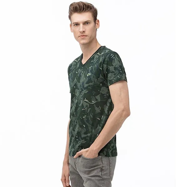 Áo Phông Nam Lacoste V-Neck Graphic T-Shirt TH0018 18Y Màu Xanh Lá Size 2