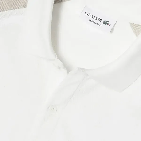 Áo Polo Dài Tay Lacoste Men's Long-Sleeved Colorblock Pique Polo Shirt PH5050 TRY Màu Trắng - Xám Size 4