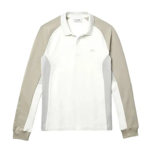 Áo Polo Dài Tay Lacoste Men's Long-Sleeved Colorblock Pique Polo Shirt PH5050 TRY Màu Trắng - Xám Size 4