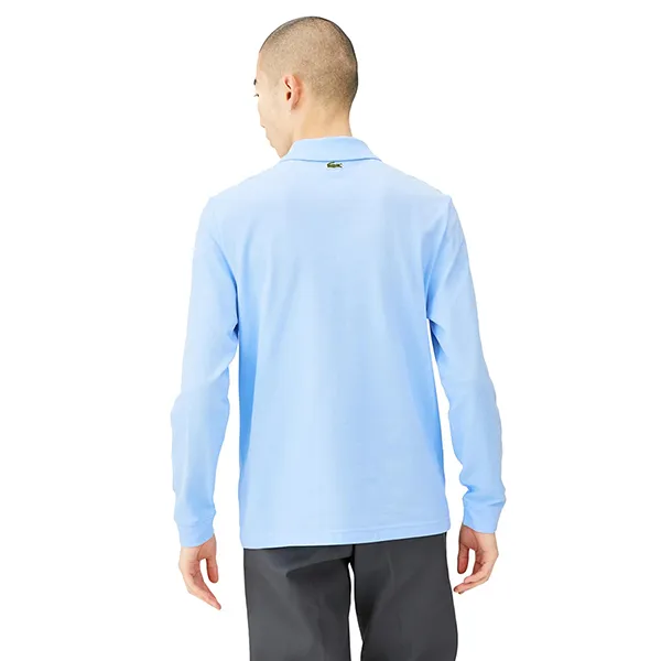 Áo Polo Dài Tay Nam Lacoste 3D Crocodile Logo Patch Long Sleeve Shirt PH6423-HBP Màu Xanh Dương Size 3