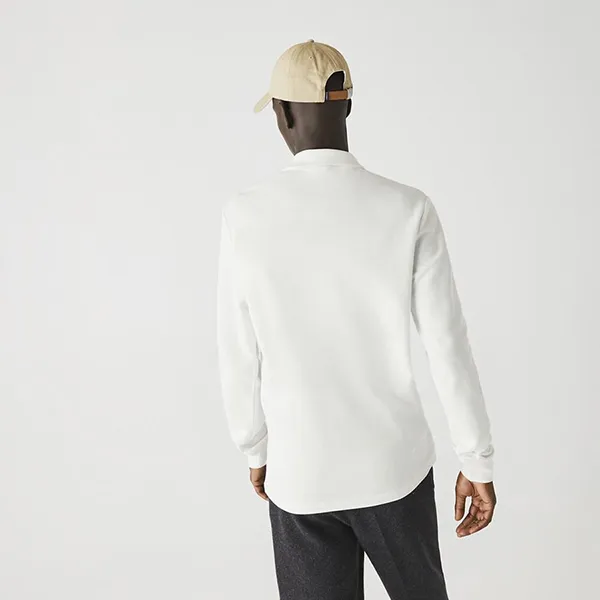 Áo Polo Dài Tay Nam Lacoste Long-Sleeve Regular Fit Badge PH1876L Màu Trắng Size 5