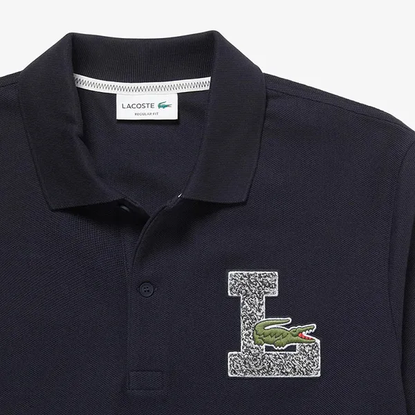 Áo Polo Dài Tay Nam Lacoste Long-Sleeve Regular Fit Badge PH1876L Màu Xanh Navy Size 5