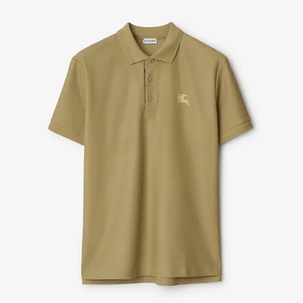 Áo Polo Nam Burberry Equestrian Knight Compare Cotton In Olive 80999371 Màu Xanh Size XS