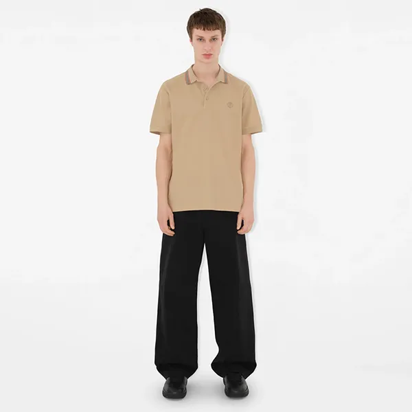 Áo Polo Nam Burberry Monogram Icon Stripe 80562231 Màu Be Size M