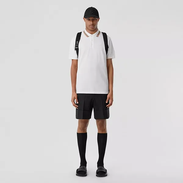 Áo Polo Nam Burberry Monogram Icon Stripe 80562251 Màu Trắng Size S