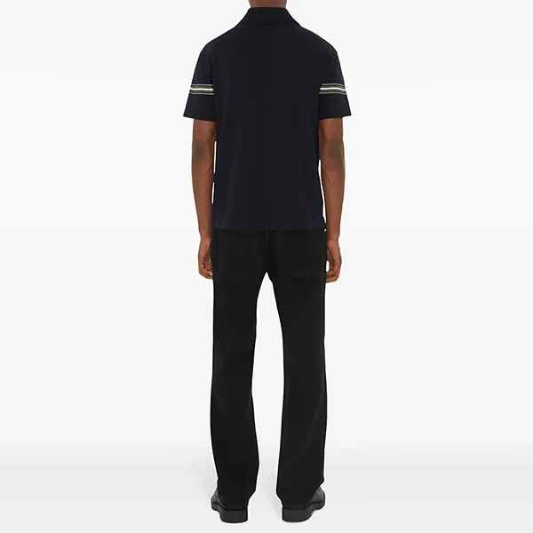 Áo Polo Nam Burberry Striped Cotton Polo Shirt Màu Đen Size S