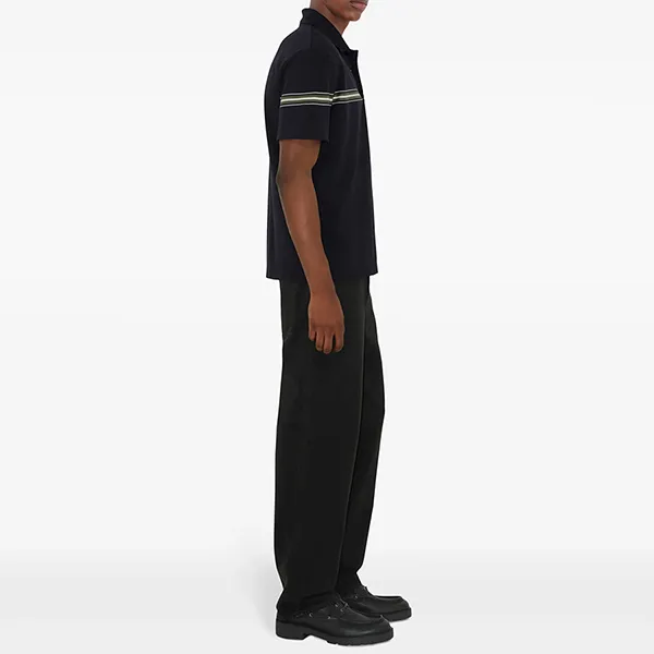 Áo Polo Nam Burberry Striped Cotton Polo Shirt Màu Đen Size S