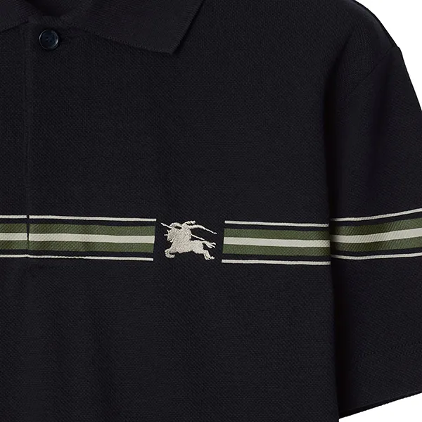 Áo Polo Nam Burberry Striped Cotton Polo Shirt Màu Đen Size S