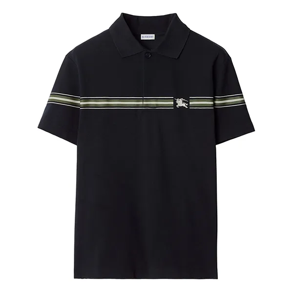 Áo Polo Nam Burberry Striped Cotton Polo Shirt Màu Đen Size S