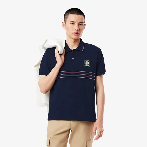 Áo Polo Nam Lacoste Men's Classic Fit L.12.12 Embroidered Shield PH0037 - 166 Màu Xanh Navy Size 3