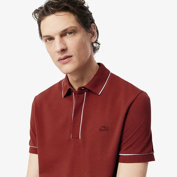 Áo Polo Nam Lacoste Men's Regular Fit Paris Stretch Piqué PH8184 - AFS Màu Nâu Đỏ Size 3