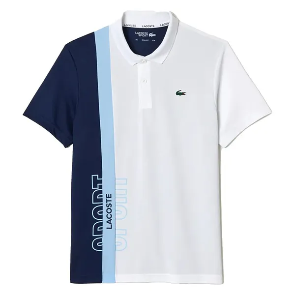Áo Polo Nam Lacoste Men's Regular Fit Recycled Knit Tennis DH1092 51 LUI Màu Xanh Trắng Size 3