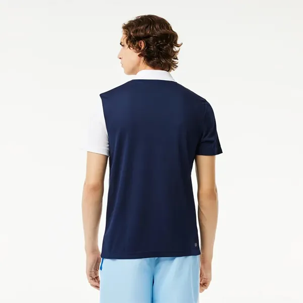 Áo Polo Nam Lacoste Men's Regular Fit Recycled Knit Tennis DH1092 51 LUI Màu Xanh Trắng Size 3