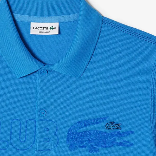 Áo Polo Nam Lacoste Organic Cotton Printed Polo Shirt PH5452 00 L99 Màu Xanh Biển Size XS