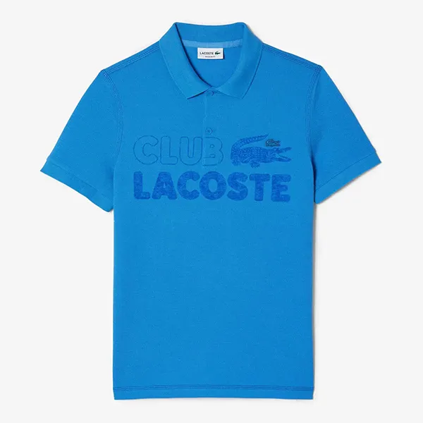 Áo Polo Nam Lacoste Organic Cotton Printed Polo Shirt PH5452 00 L99 Màu Xanh Biển Size XS