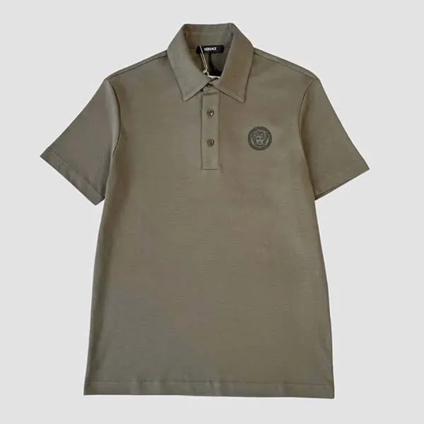 Áo Polo Nam Versace Classic Logo Medusa Printed In Olive 1019259 1A15939 1GM10 Màu Xanh Rêu Size XS