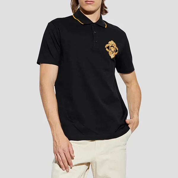 Áo Polo Nam Versace Embroidered Architectural Baroque In Black 1013906 1A14973 1B000 Màu Đen Size S