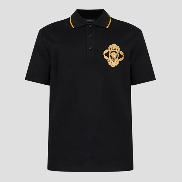 Áo Polo Nam Versace Embroidered Architectural Baroque In Black 1013906 1A14973 1B000 Màu Đen Size S