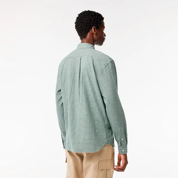 Áo Sơ Mi Dài Tay Nam Lacoste Gingham Check Flannel Shirt CH6266 - DCJ Kẻ Caro Màu Xanh Lá Size 39