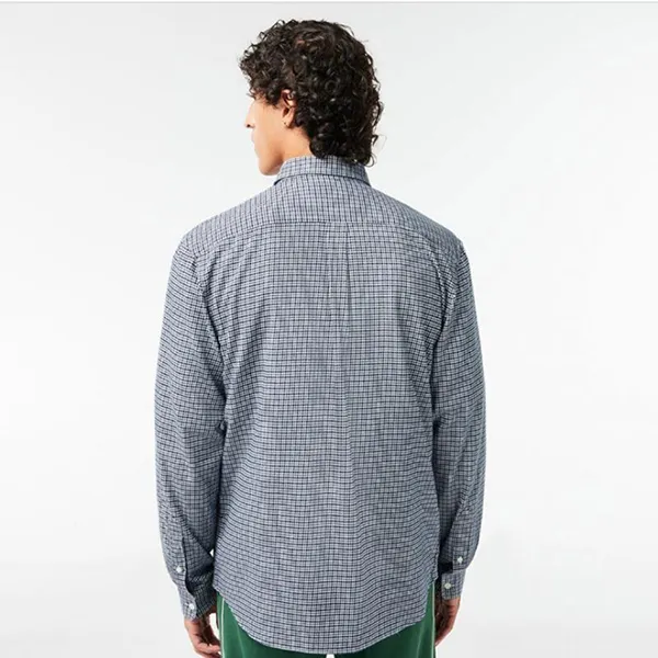 Áo Sơ Mi Dài Tay Nam Lacoste Gingham Check Flannel Shirt CH6266 - KG2 Kẻ Caro Màu Xanh Navy Size 39