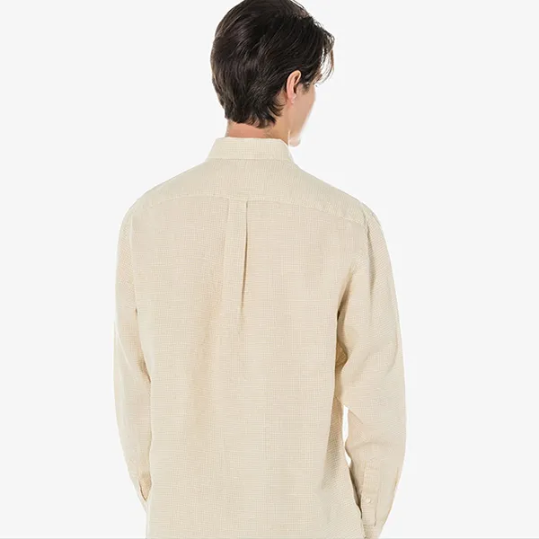 Áo Sơ Mi Dài Tay Nam Lacoste Linen Gangeom Check Shirt CH425E - KU4 Kẻ Màu Be Size 40
