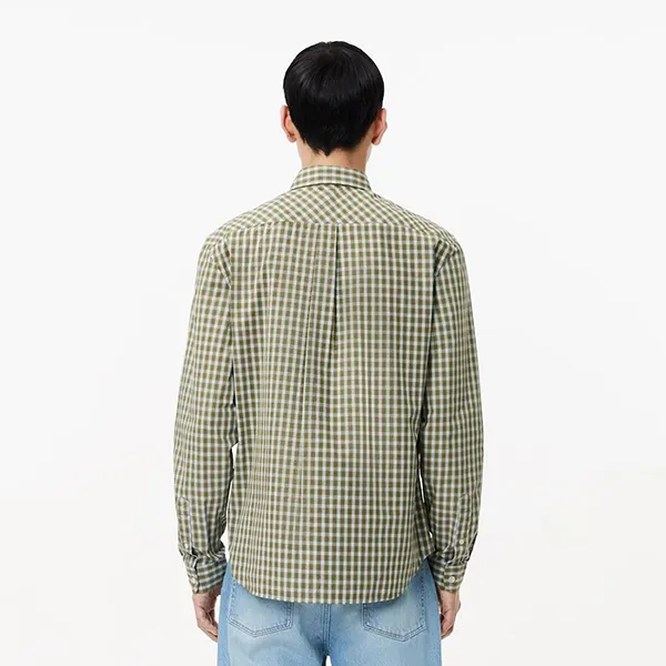 Áo Sơ Mi Dài Tay Nam Lacoste Men's Striped Loose-fit Poplin Shirt CH0894 - IK8 Màu Xanh Lá Size 39